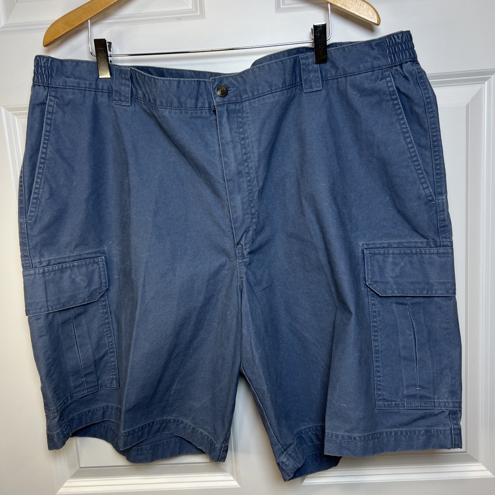 LL Bean Mens 44 Comfort Waist Cargo Shorts Faded Blue Stretch Outdoor Work Trail - Picture 2 of 14